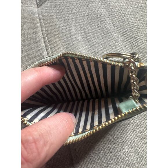 Kate Spade NY Italian Leather Wristlet Wallet / Key Chain – Light Teal & Tan - Picture 5 of 7